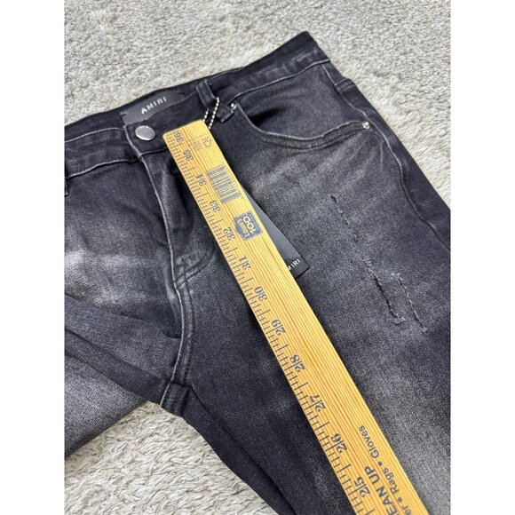 Amiri Jeans Men 30x29 Black Distressed Skinny Slim Studded Logo Embroidery NWT - Picture 5 of 12